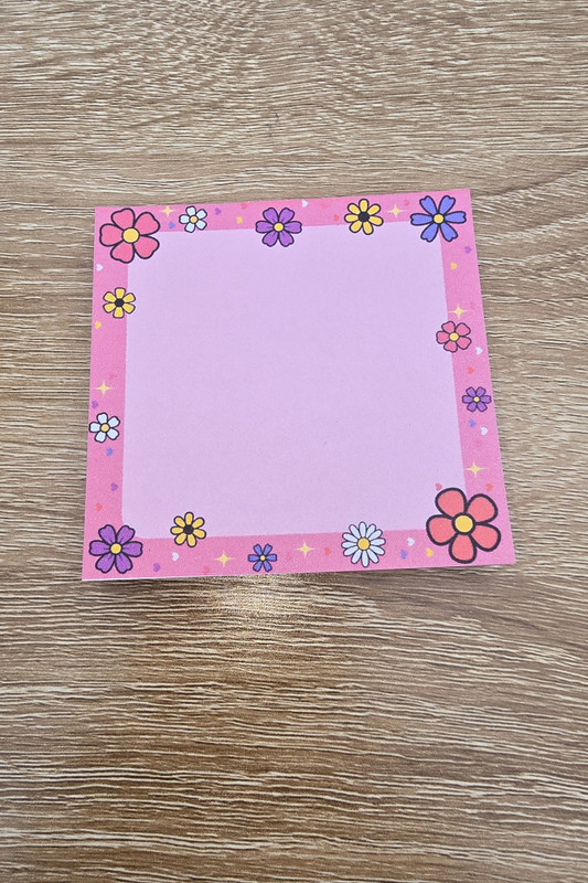 Retro Floral & Hearts Notepad Bundle – 3x3 & 4x6 Pink Flower Set