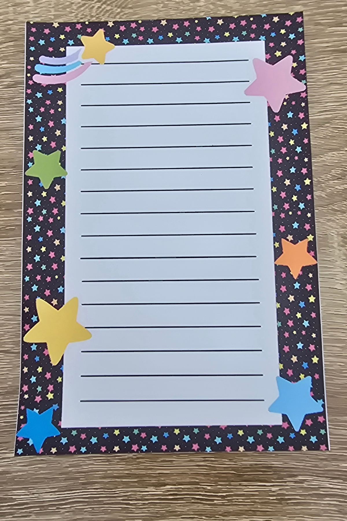 Colorful Stars Lined Notes, 4 × 6 in, 50 Pages
