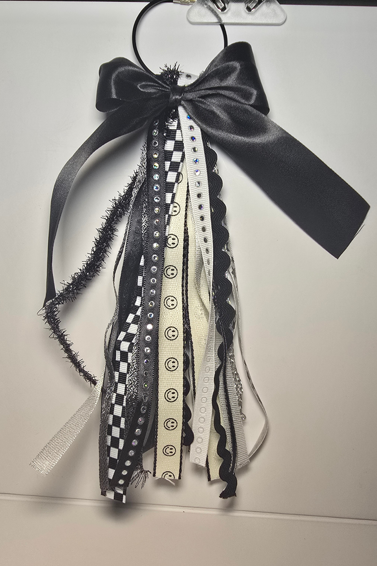 Black Happy Face Boho Charm — Long