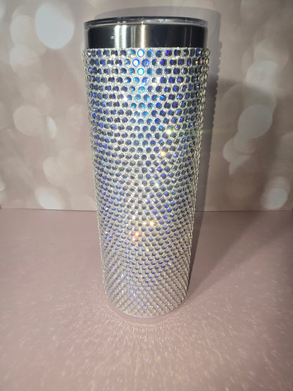 Rhinestone Bling Tumbler – Clear Crystal Blue