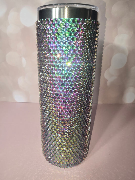 Rhinestone Bling Tumbler – Iridescent Aurora