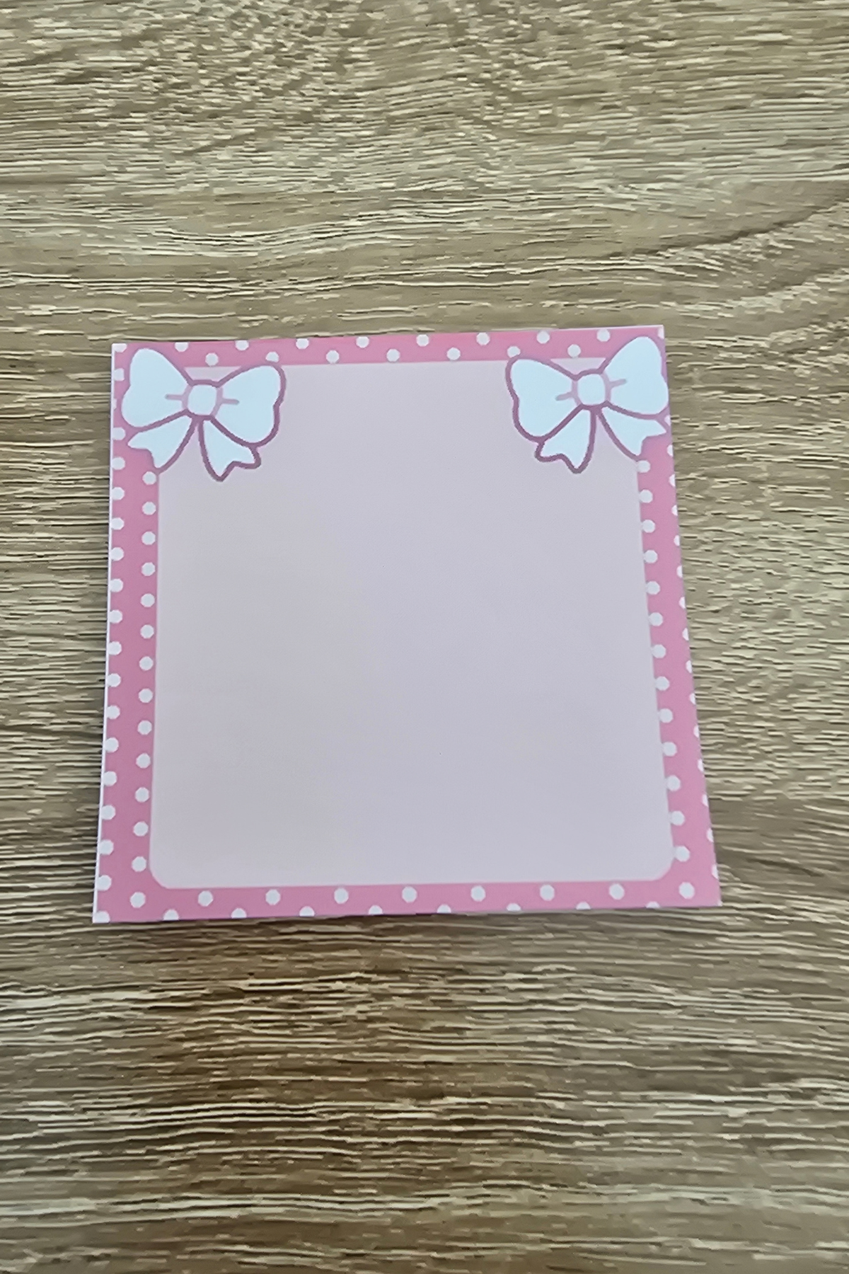 Pink Bow & Polka Dot Blank Note Pad, 3 × 3 in, 50 Pages
