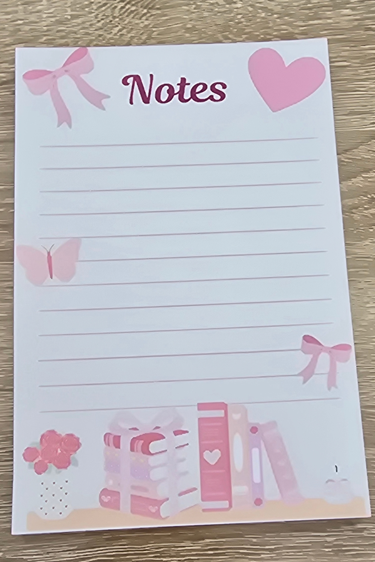 Coquette Books & Bows Notes Notepad – 4x6 Pink Bookish Design