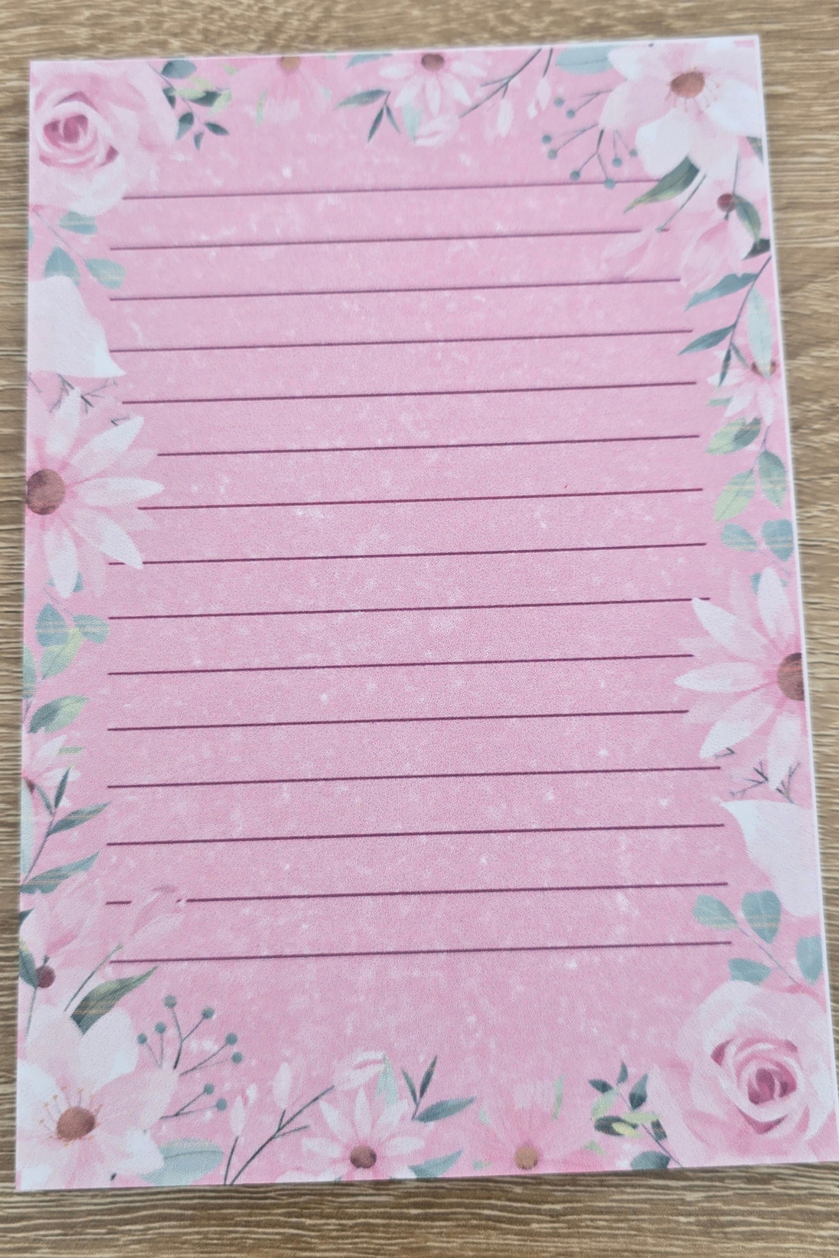 Pink Watercolor Floral Lined Notepad – 4x6