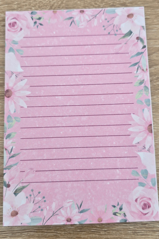 Pink Watercolor Floral Lined Notepad – 4x6