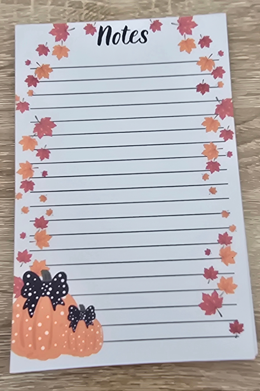 Fall Pumpkin & Bow Lined Notes 4 x 6 in