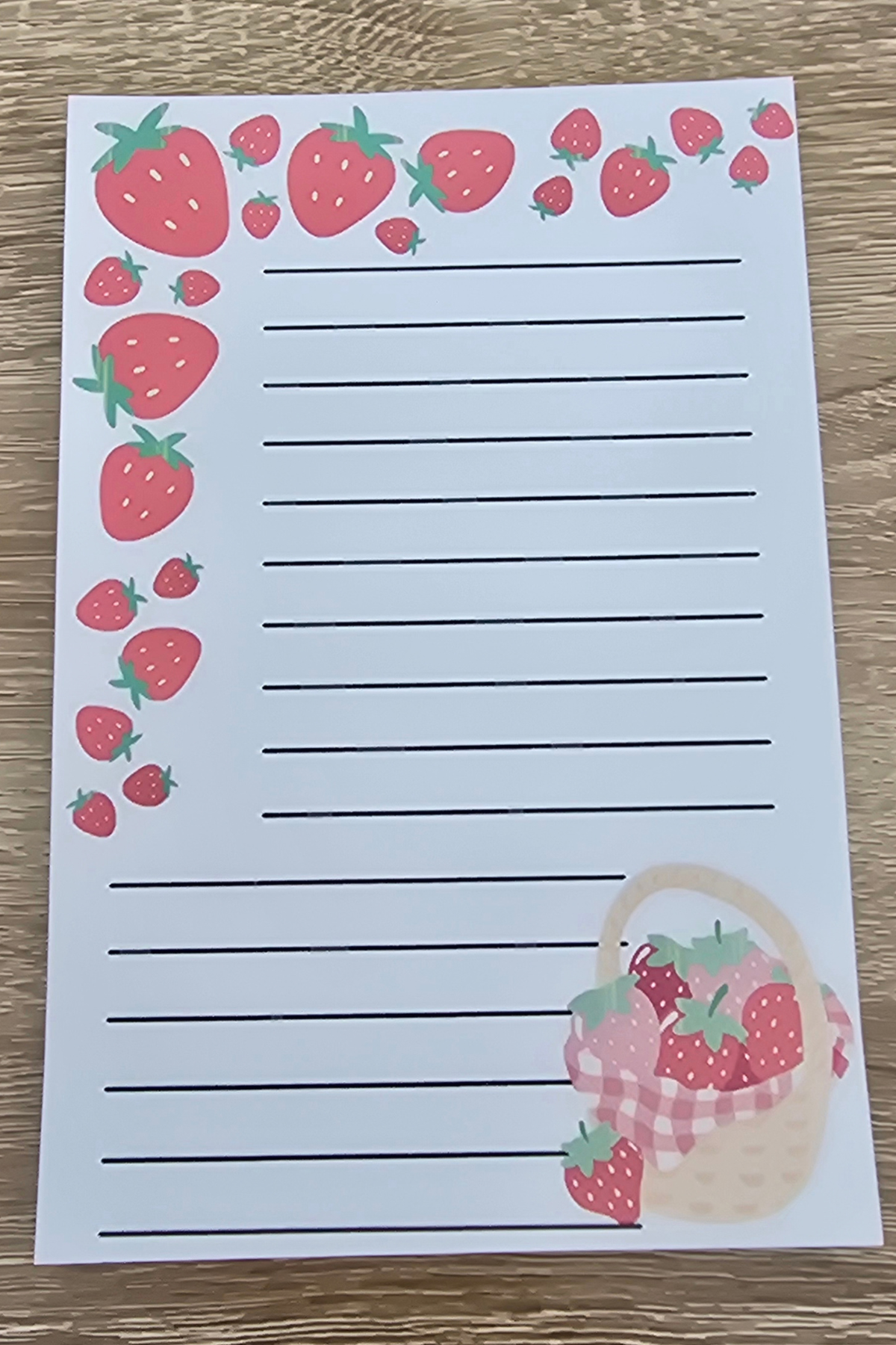 Strawberry Basket Lined Notes, 4 × 6 in, 50 Pages