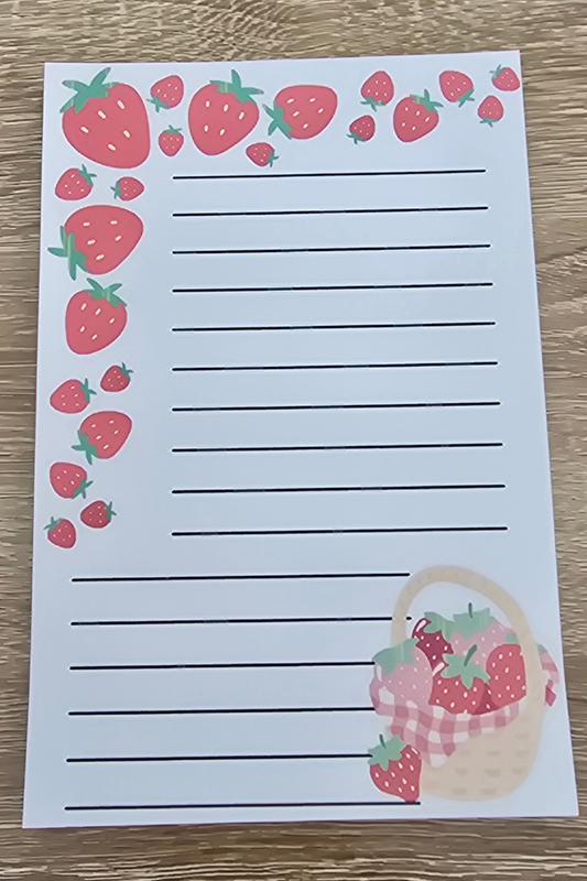 Strawberry Basket Lined Notes, 4 × 6 in, 50 Pages