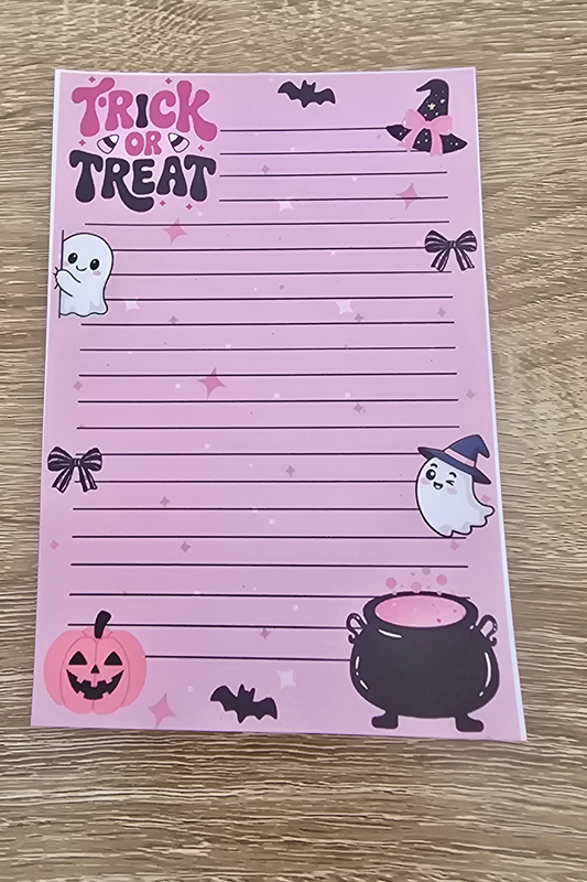 Trick or Treat Pink Halloween Lined Notepad – 4x6