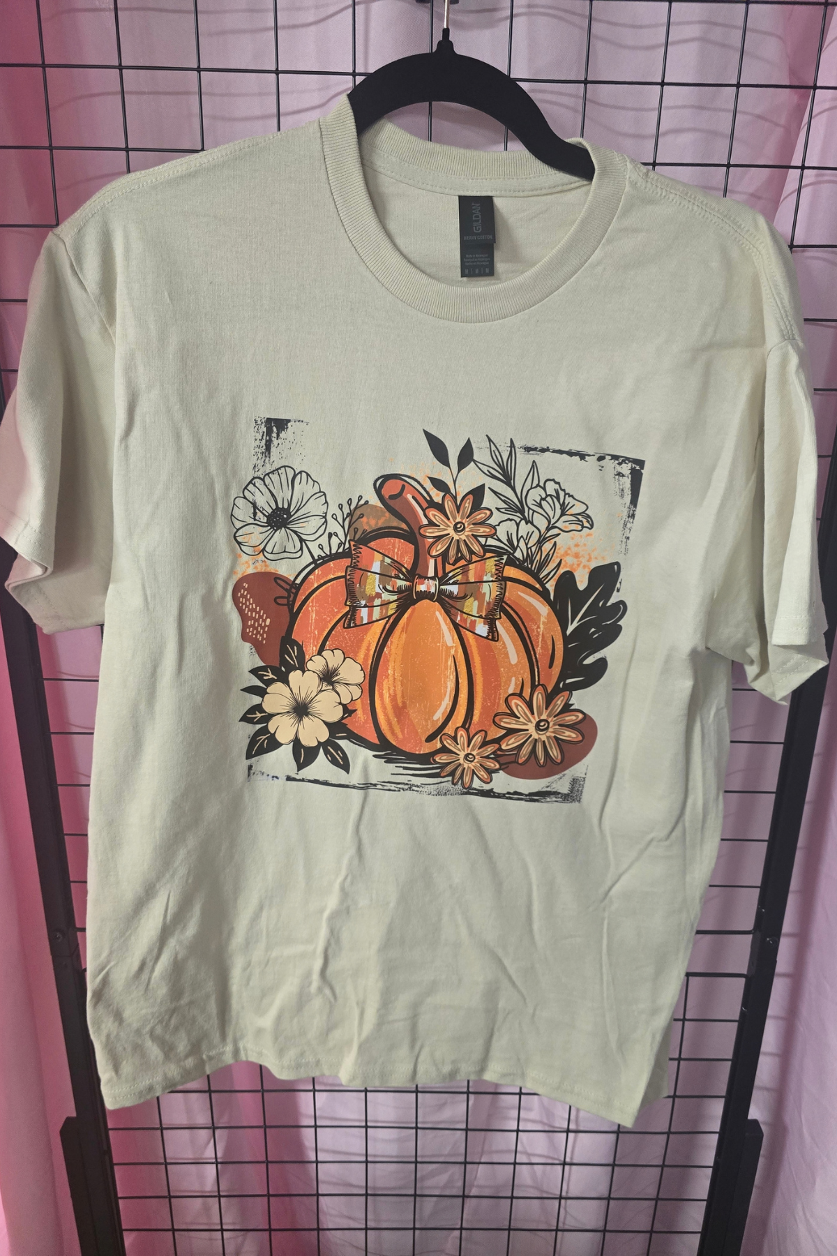 Fall Pumpkin & Plaid Bow Floral Graphic Tee