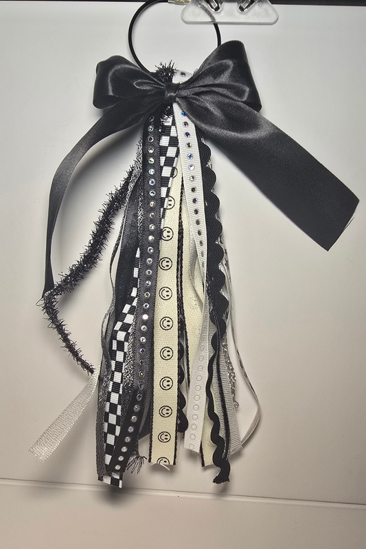 Black Happy Face Boho Charm — Long