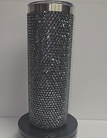 Rhinestone Bling Tumbler – Gunmetal Crystal