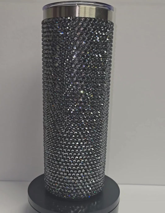 Rhinestone Bling Tumbler – Gunmetal Crystal