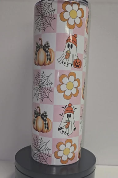 Boho Ghost & Pumpkin Halloween Tumbler