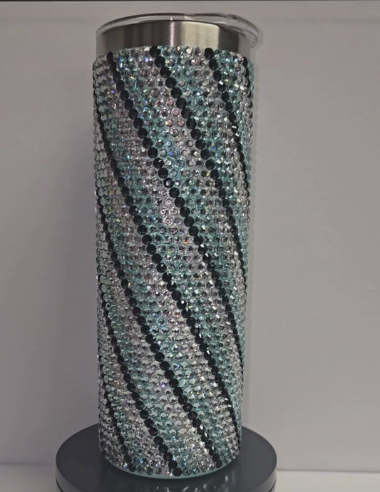 Striped Rhinestone Tumbler