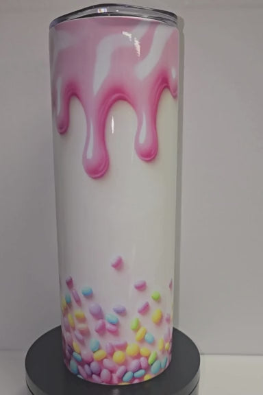 Pink Frosting Drip & Sprinkles Tumbler