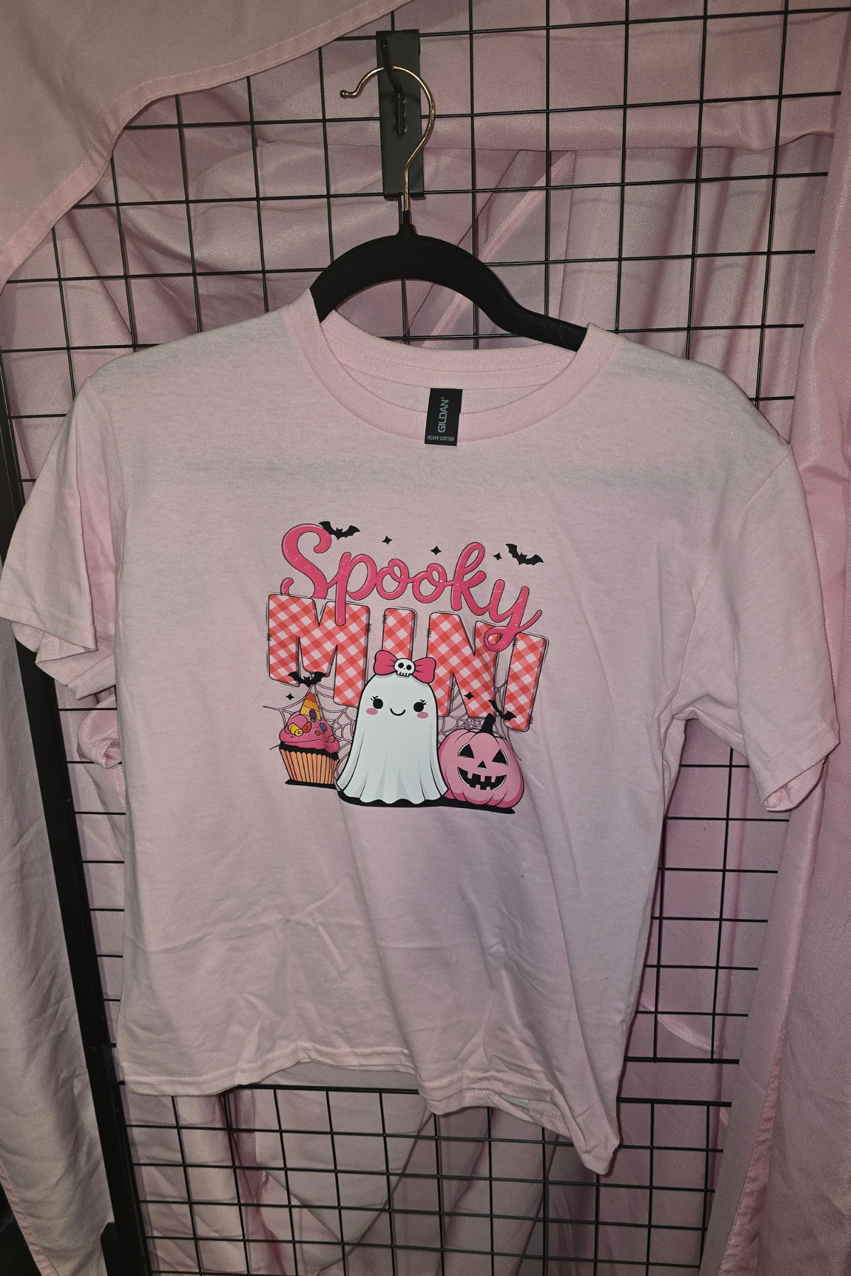 Spooky Mini Pink Gingham Halloween Graphic Tee