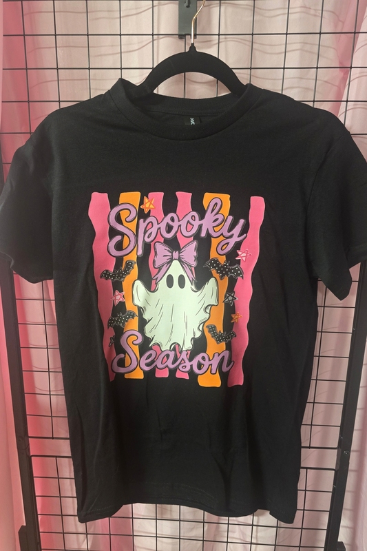 Spooky Season Bow Ghost Halloween Graphic Tee